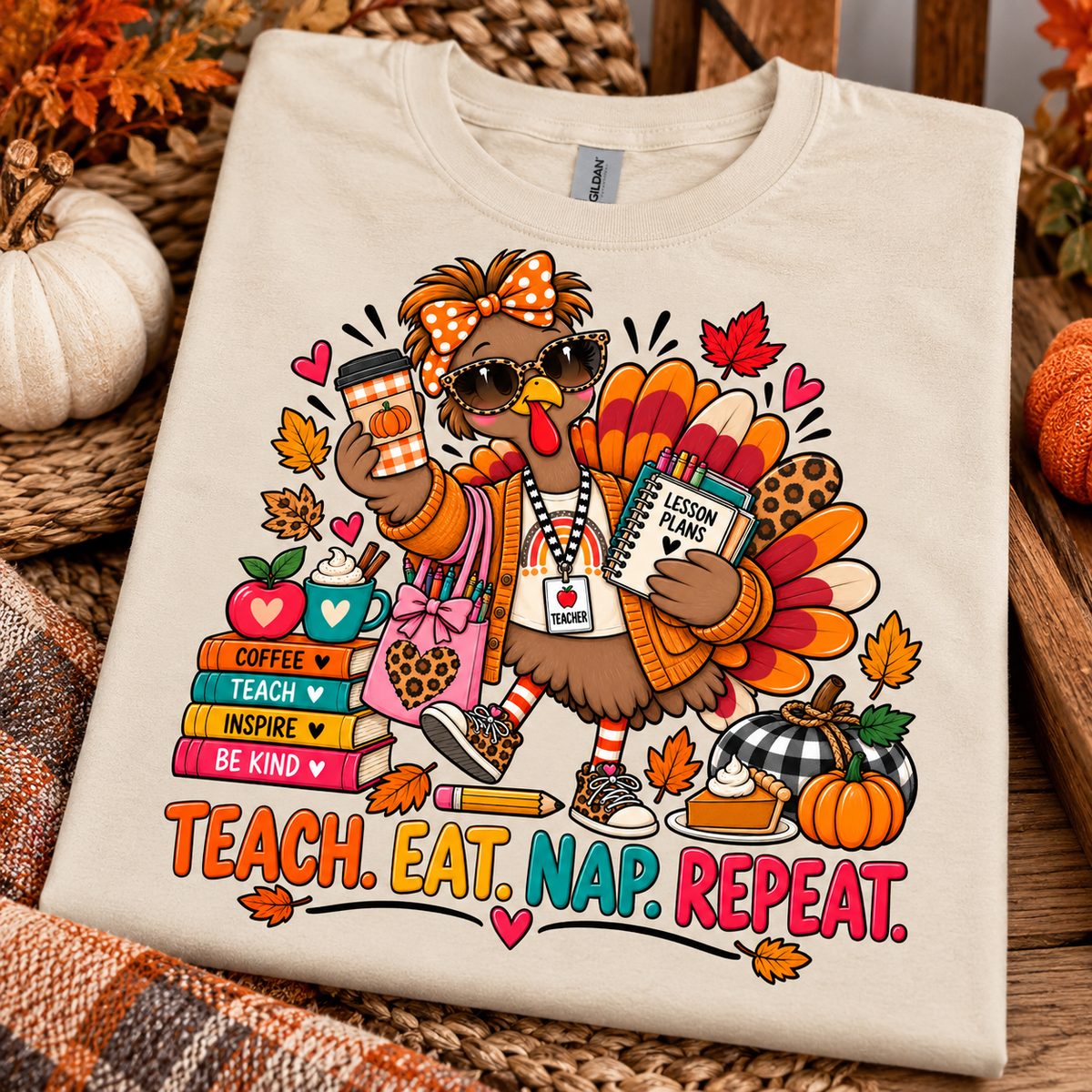 🦃 Teach. Eat. Nap. Repeat. Teacher Tee 🍎☕️ (Copy)